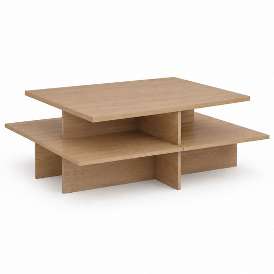 Couchtisch mit 3 Ablagen Eiche Natur Spanplatte Rechteckig 120 x 70 x 45 cm
