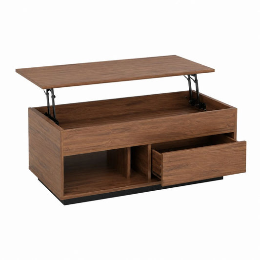 Couchtisch mit höhenverstellbarer Tischplatte Nussbaum Spanplatte rechteckig 100 x 50 x 43 cm