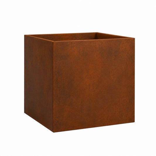 Pflanzkübel quadratisch Rostbraun aus Cortenstahl 40 x 40 x 40 cm