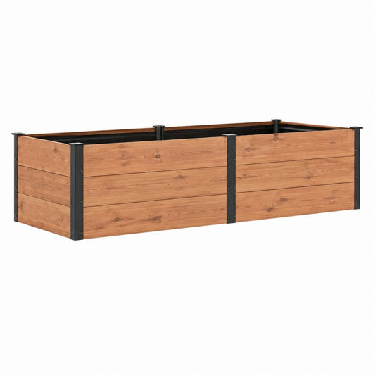 Hochbeet rechteckig braun schwarz aus Tannenholz und pulverbeschichtetem Stahl 240 x 120 x 77 cm