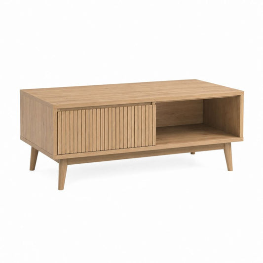 Couchtisch mit Schiebetür Eichenfurnier rechteckig 100 x 50 x 45 cm