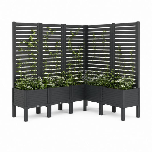 Eck-Hochbeet mit Rankgitter 3er-Set Anthrazit PP 240 x 80 x 180 cm