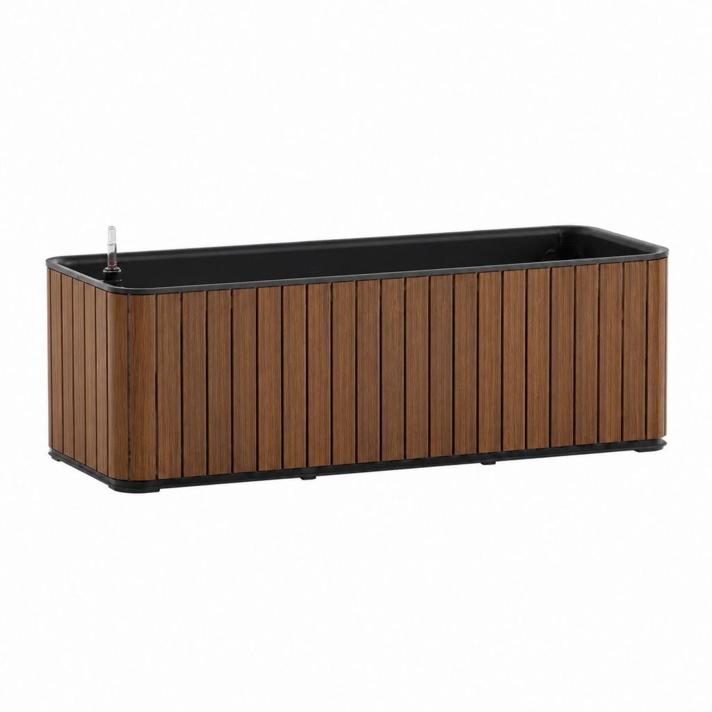 Selbstbewässernder Pflanzkasten Braun Schwarz aus PP Kunststoff rechteckig 80 x 35 x 43 cm
