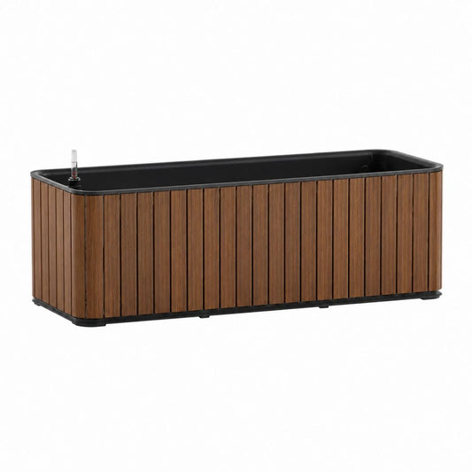 Selbstbewässernder Pflanzkasten Braun Schwarz aus PP Kunststoff rechteckig 80 x 35 x 43 cm