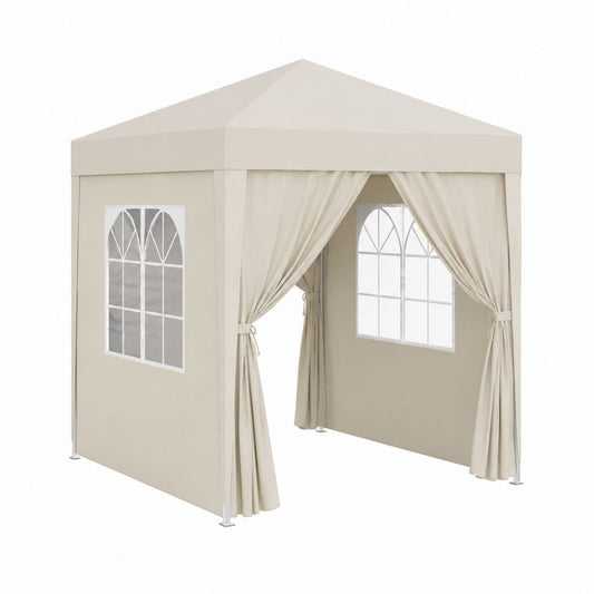 Gartenpavillon quadratisch Creme Stahl Polyester 300 x 300 x 260 cm