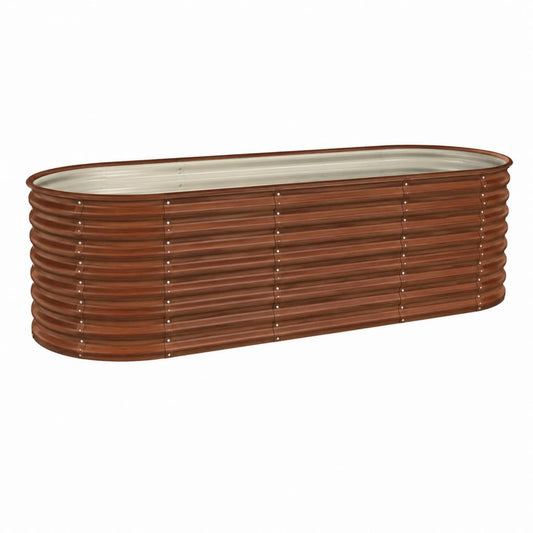 Hochbeet oval braun aus verzinktem Stahl 240 x 80 x 77 cm